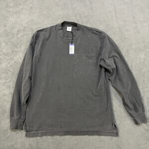 Noah NYC Gray Patch Pocket Ribbed Cuffs Crewneck Long Sleeve T Shirt Mens Size S
